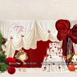 mẫu sinh nhật rèm đỏ cho bé gái