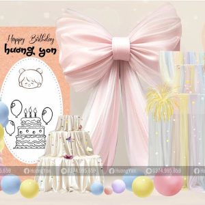 mẫu sinh nhật nơ hồng bé gái