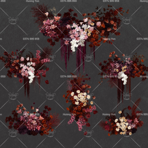 hoa ghép sẵn tone màu đỏ