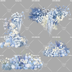 hoa ghép sẵn tone màu xanh dương