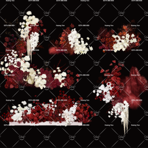 hoa ghép sẵn tone trắng đỏ