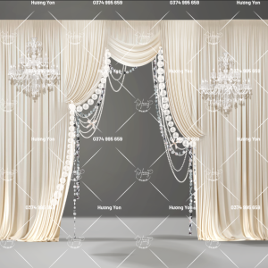 demo decor rèm kem phối dây ngọc