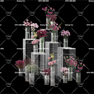 nguyên liệu bục và lọ hoa trong suốt