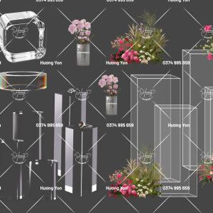 nguyên liệu mô tả bục, phụ kiện decor trong suốt