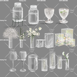 nguyên liệu mô tả chai lọ trang trí trong suốt
