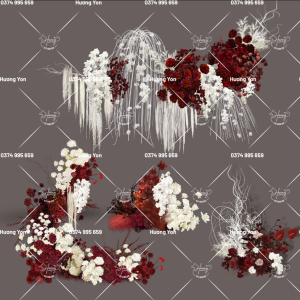 hoa phối sẵn tone trắng đỏ