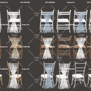 ghế gỗ 2 màu có vải voan trang trí