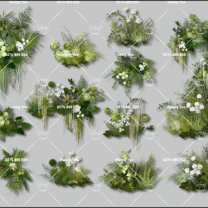 hoa phối sẵn màu xanh trắng