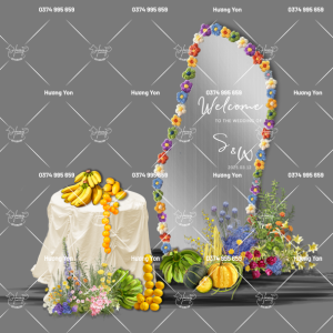 BẢNG WELCOME GƯƠNG MIX HOA QUẢ