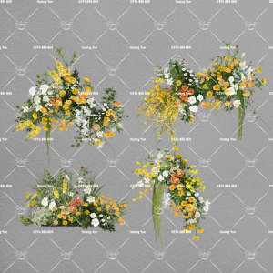mẫu hoa tone vàng chanh mix sẵn