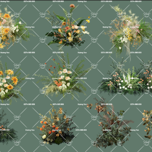 tổng hợp cụm hoa vàng mix vẽ tay