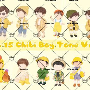 sét 15 chibi boy tone vàng