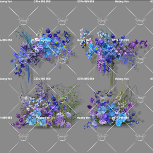 hoa mix sẵn tone xanh tím mộng mơ