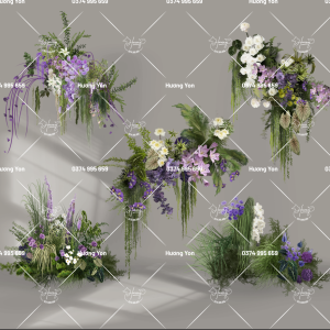 hoa tone tím trắng mix sẵn