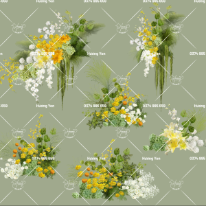 hoa tone vàng xanh trắng phối sẵn