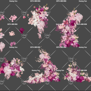 cụm hoa tone hồng mix sẵn kèm hoa chi tiết tự phối