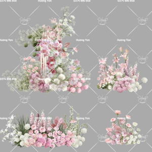 mẫu hoa hồng trắng xanh mix sẵn