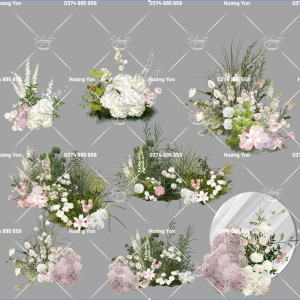 cụm hoa hồng trắng mix sẵn