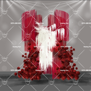 mẫu back check in rèm tone hoa đỏ