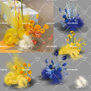 BỤI HOA TONE XANH BIỂN - VÀNG