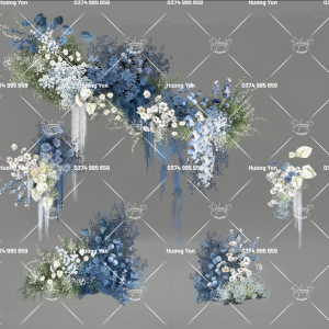 cụm hoa xanh cắm sẵn