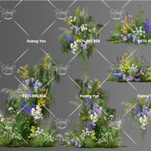 mẫu hoa xanh vàng mix sẵn