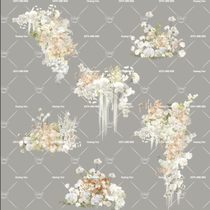 hoa cắm sẵn tone trắng kem