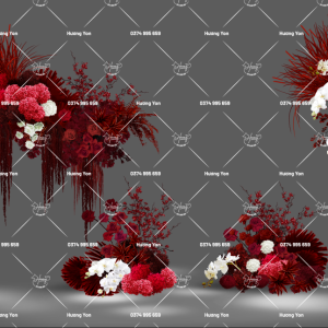 mẫu hoa đỏ trắng phối màu sẵn