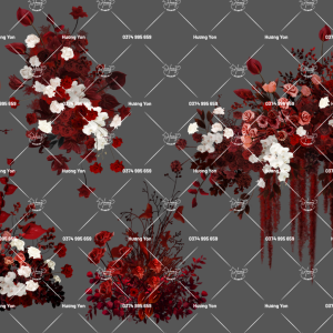 mẫu hoa tone trắng đỏ