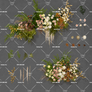 mẫu hoa tone trầm mix lá xanh