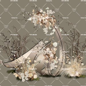 phối cảnh hoa mix sẵn tone trắng be