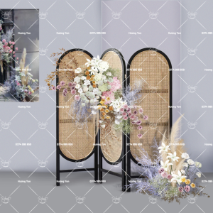 bình phong tre mix hoa