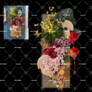 hoa trang trí vách tre sẵn