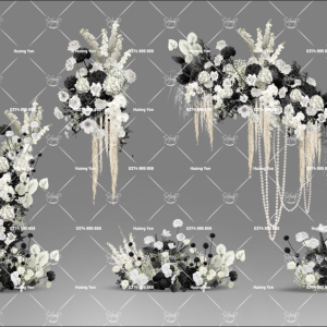 mẫu hoa tone trắng đen sẵn