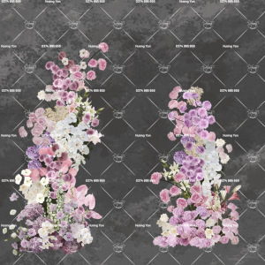 2 cụm hoa cổng màu hồng mix tím