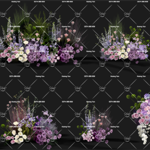 cụm hoa cắm chân tone màu tím