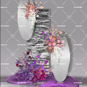 phối cảnh biển welcome chất liệu bạc hoa tím vẽ tay