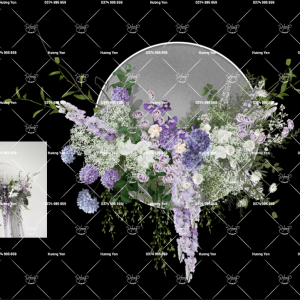 hoa tone tím cắm bảng tròn