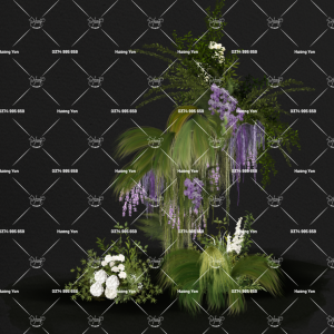 cụm hoa cổng lá xanh điểm hoa tím