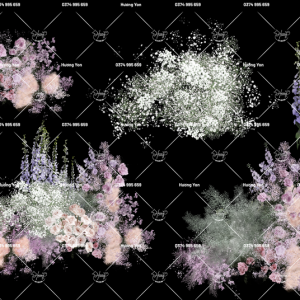 mẫu hoa hồng mix tím vẽ tay