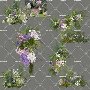 cụm hoa tone tím xanh phối sẵn