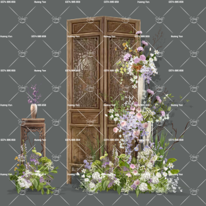 bình phong phối hoa tone tím hồng