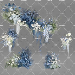 mẫu hoa xanh dương navi mix sẵn