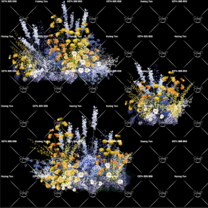 hoa vàng xanh dương vẽ tay