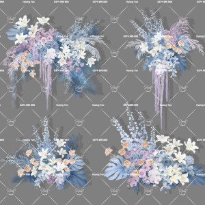 hoa hồng pastel mix xanh dương vẽ tay