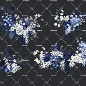 hoa xanh dương đậm tone trắng