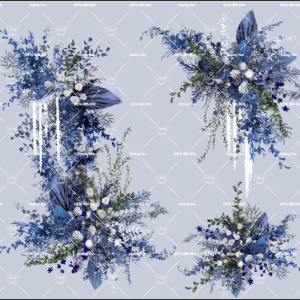 mẫu hoa xanh dương đậm vẽ tay