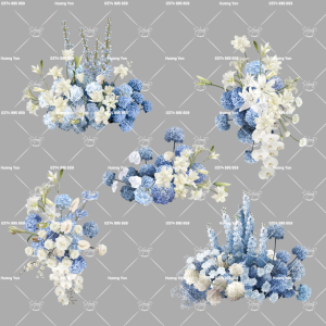 mẫu hoa cắm sẵn tone xanh lơ pastel