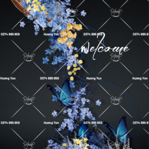 mẫu thác hoa xanh dương mix vàng