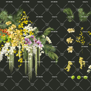 vật liệu cụm hoa tone vàng mix sẵn